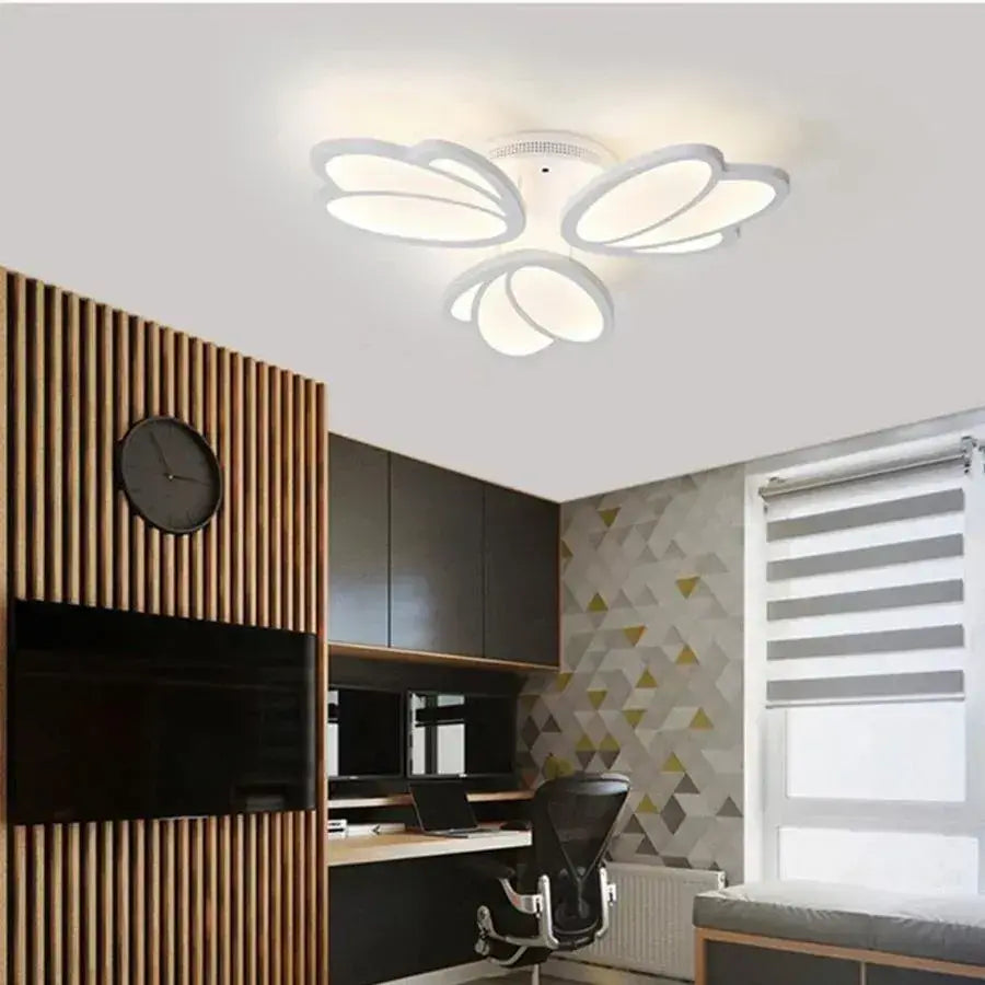 Żyrandol LED z pilotem TULIP, 47W, 3 płatki, zimne/ciepłe/neutralne światło, ściemnialny, biały