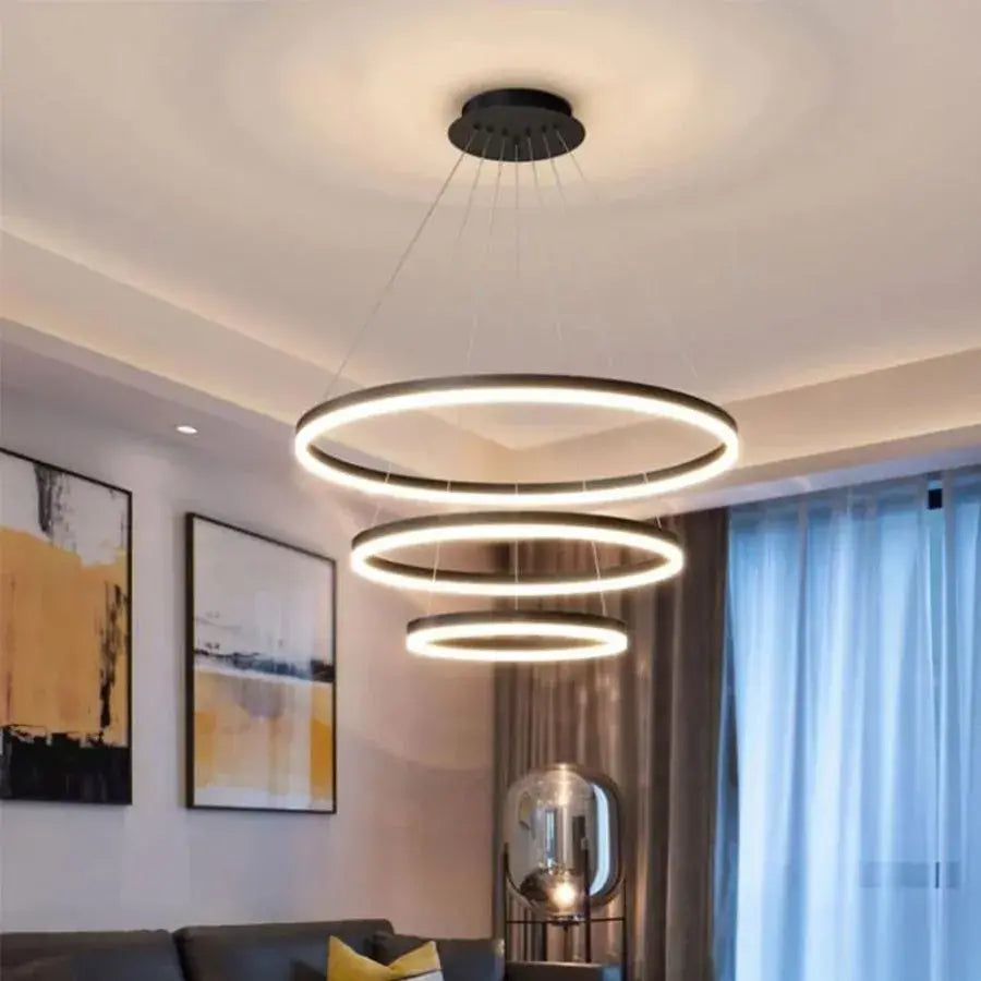 Żyrandol LED Casiana z pilotem, 130 W, czarny, ściemnialny