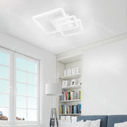 Żyrandol LED z pilotem FARYDA 120 W, 3 kwadraty, światło zimne/ciepłe/neutralne, ściemnialny, biały