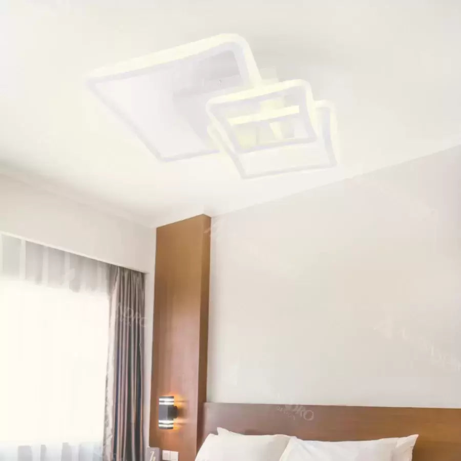 Żyrandol LED z pilotem FARYDA 120 W, 3 kwadraty, światło zimne/ciepłe/neutralne, ściemnialny, biały