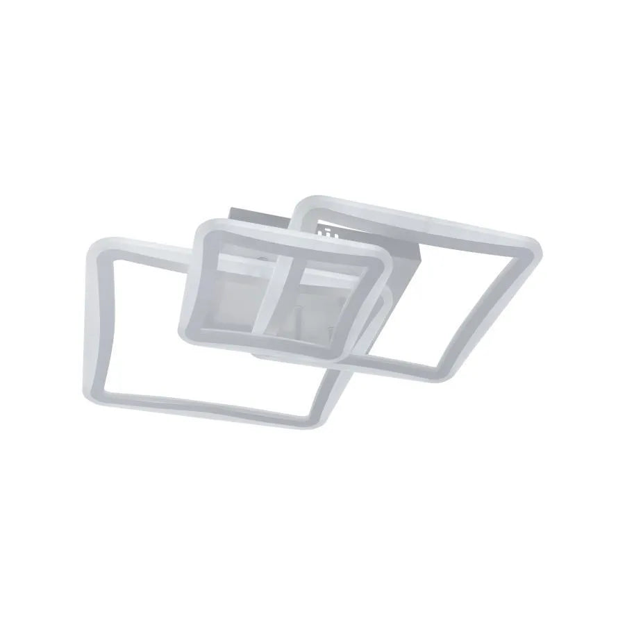 Żyrandol LED z pilotem FARYDA 120 W, 3 kwadraty, światło zimne/ciepłe/neutralne, ściemnialny, biały