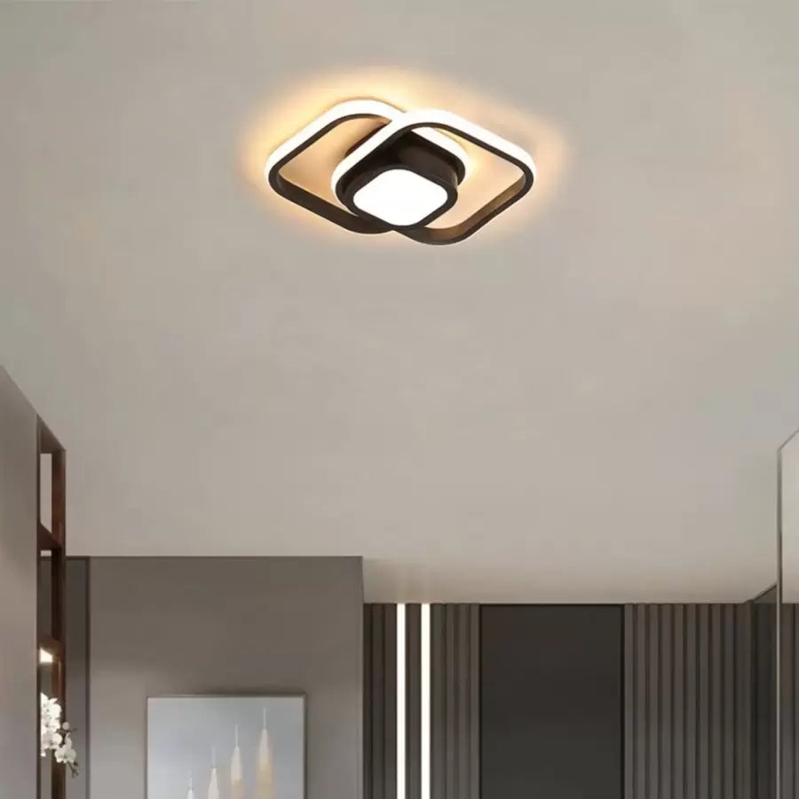 Żyrandol LED DUOFORM, 25 W, geometryczny wzór, zaokrąglony kwadrat, czarny, ciepłe/zimne/neutralne światło