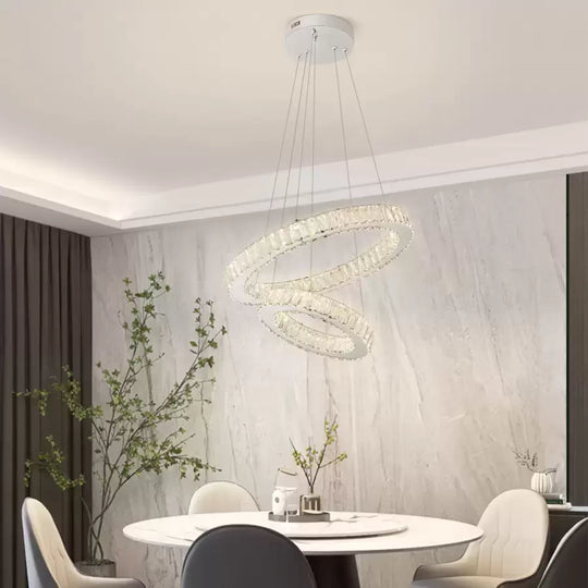 Zawieszany żyrandol LED z pilotem i kryształem CANAAN 80W, 2 koła, światło zimne/ciepłe/neutralne, możliwość przyciemniania, błyszczący chrom, regulowana wysokość Nowoczesne żyrandole Domyślny tytuł Alessandro Design