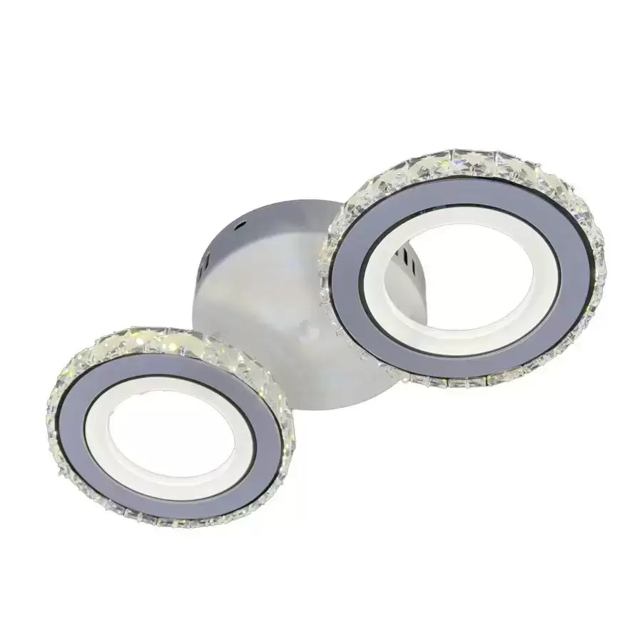 Żyrandol LED z pilotem i kryształem NOVA ROTONDA 29W, 2 koła, światło zimne/ciepłe/neutralne, biały