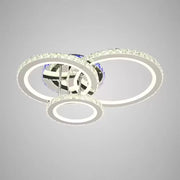 Żyrandol LED z pilotem i kryształem NOVA ROTONDA RGB 103W, 3 okręgi, światło zimne/ciepłe/neutralne, ściemnialny, chrom błyszczący