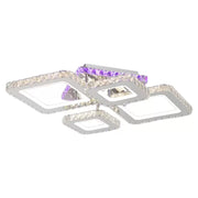 Żyrandol LED NOVA Rhomba z kryształami, 4 źródła światła, RGB, z pilotem, 60 W, błyszczący chrom 