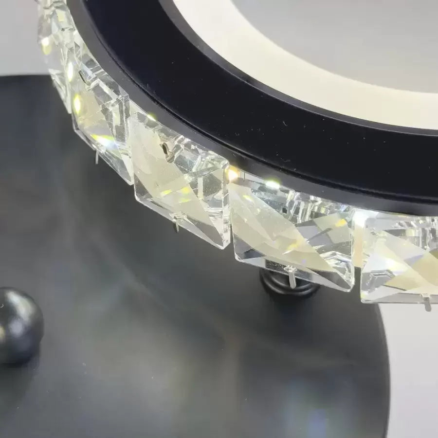 Żyrandol LED z pilotem i kryształem NOVA ROTONDA RGB 154W, 6 okręgów, światło zimne/ciepłe/neutralne, ściemnialny, czarny