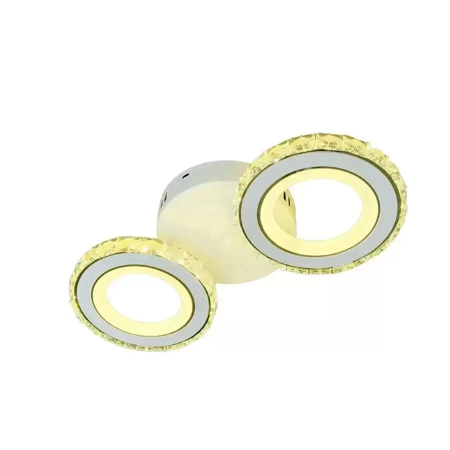 Żyrandol LED z pilotem i kryształem NOVA ROTONDA 29W, 2 koła, światło zimne/ciepłe/neutralne, biały