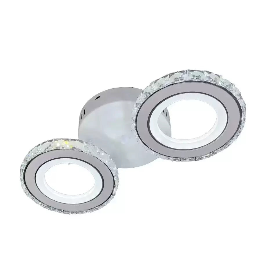 Żyrandol LED z pilotem i kryształem NOVA ROTONDA 29W, 2 koła, światło zimne/ciepłe/neutralne, biały