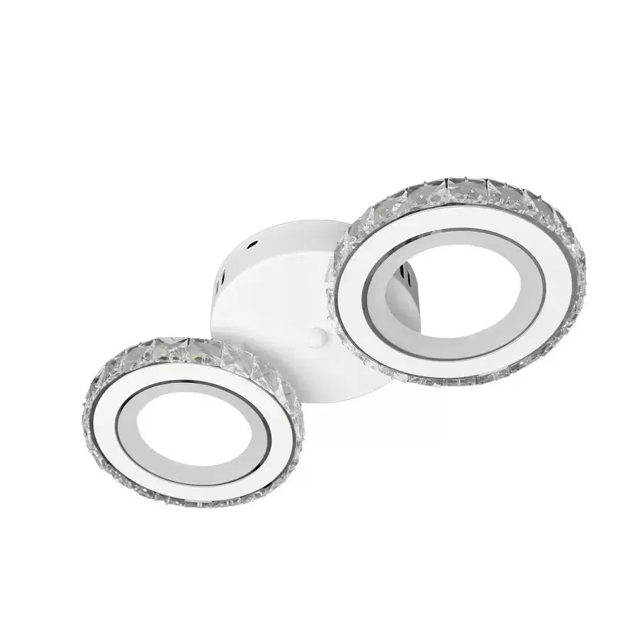 Żyrandol LED z pilotem i kryształem NOVA ROTONDA 29W, 2 koła, światło zimne/ciepłe/neutralne, biały