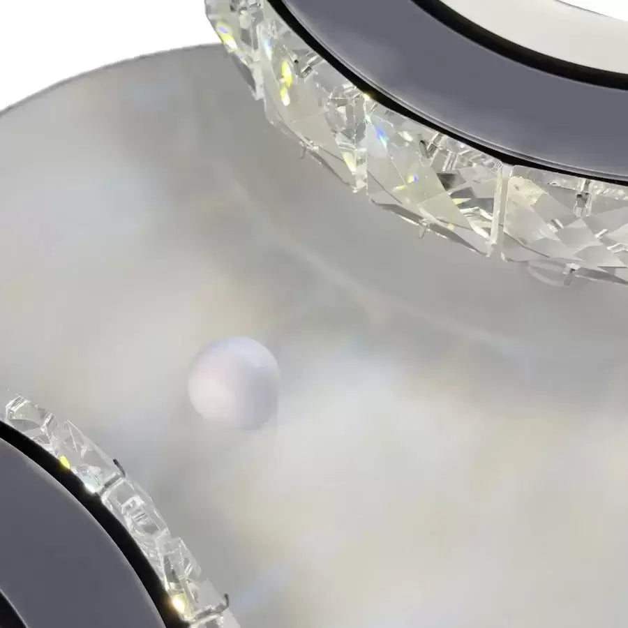 Żyrandol LED z pilotem i kryształem NOVA ROTONDA 29W, 2 koła, światło zimne/ciepłe/neutralne, biały