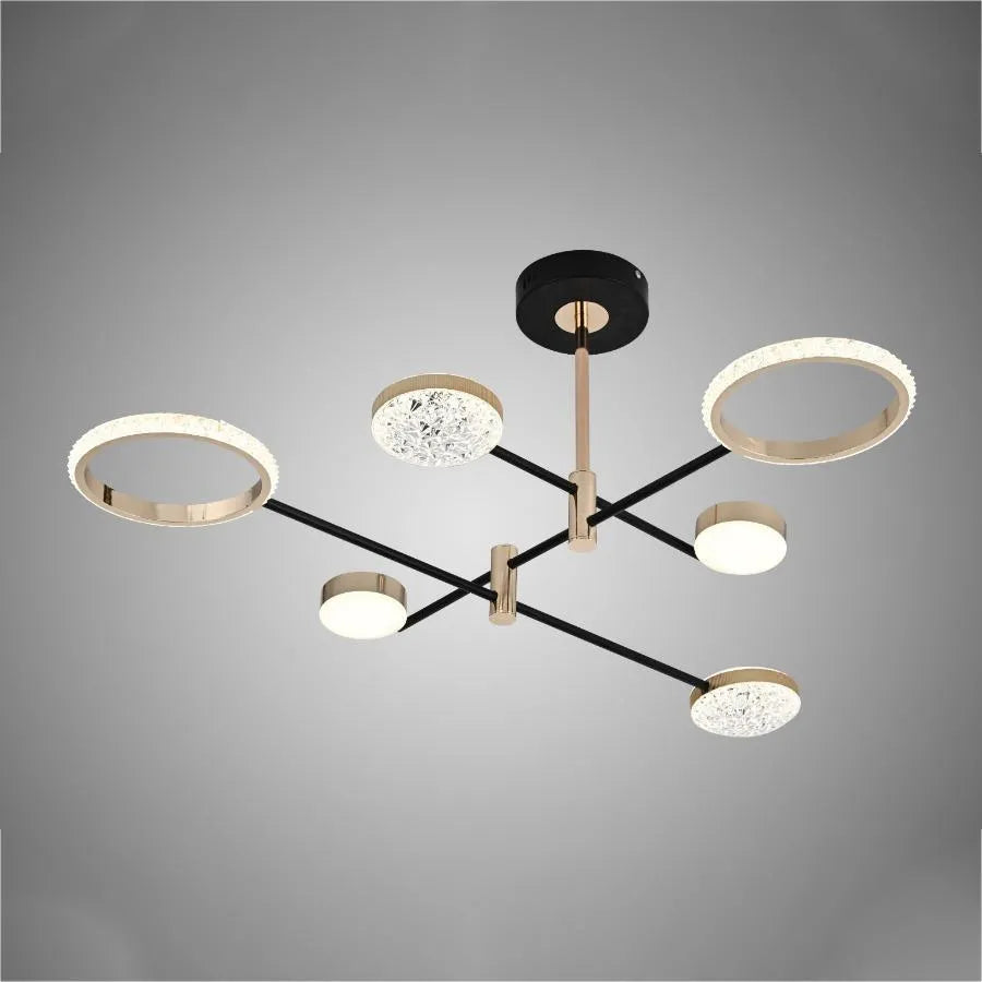 Żyrandol LED AUGUSTUS 40 W, 6 elementów, liniowy, światło zimne/ciepłe/neutralne, połyskujący złoty czarny