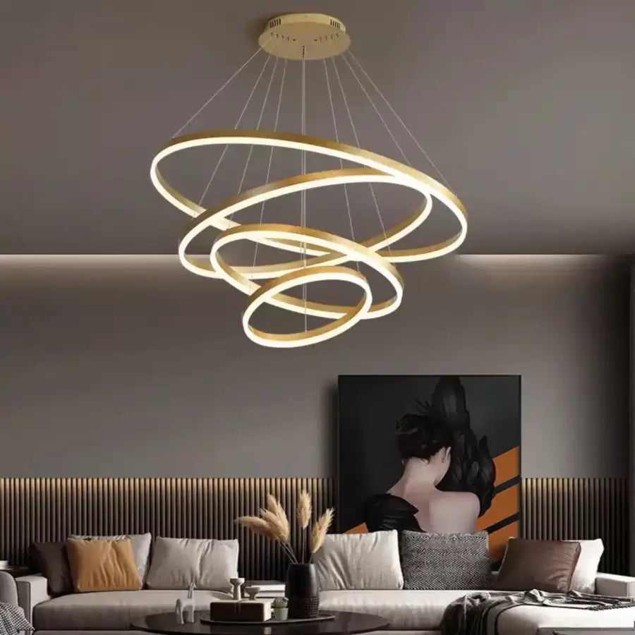 Żyrandol LED z pilotem Ayaan 112W ściemnialny złoty