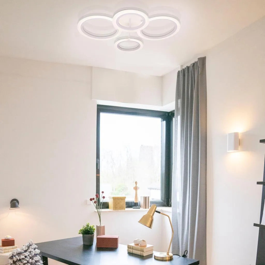 Żyrandol LED z pilotem 44W biały BETTY - 4 okręgi, ściemniany, zimne/ciepłe/neutralne światło