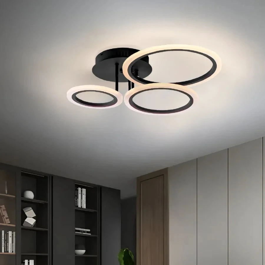 Żyrandol LED BETTY 41W z pilotem, 3 okręgi, światło zimne/ciepłe/neutralne, ściemnialny, czarny