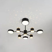 Żyrandol LED z pilotem NOVA 87W, 8 elementów, światło zimne/ciepłe/neutralne, ściemnialny, czarny