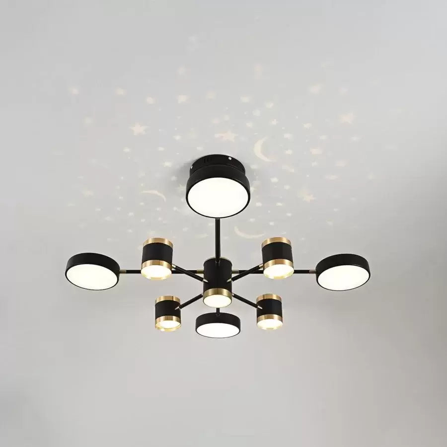 Żyrandol LED z pilotem NOVA 87W, 8 elementów, światło zimne/ciepłe/neutralne, ściemnialny, czarny