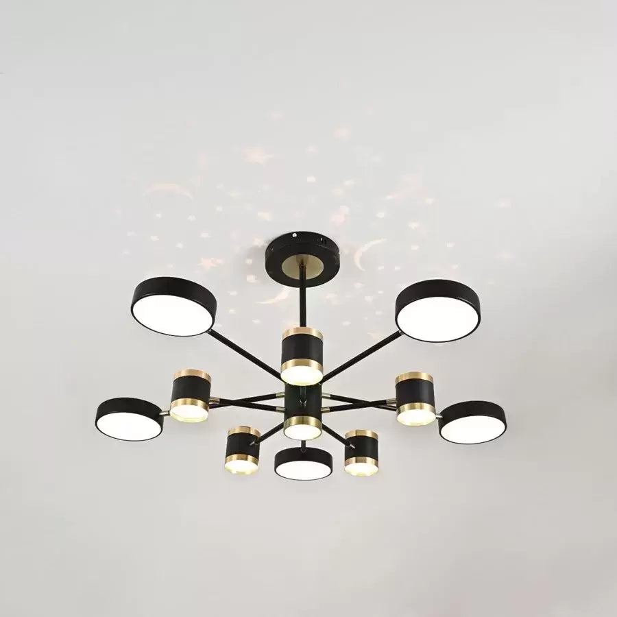 Żyrandol LED z pilotem NOVA 95 W, 10 elementów, światło zimne/ciepłe/neutralne, ściemnialny, czarny