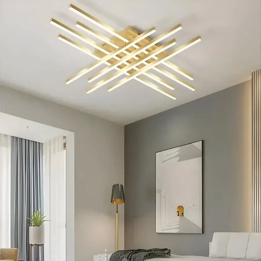 Żyrandol LED z pilotem Natasa 160W ściemnialny biały złoty