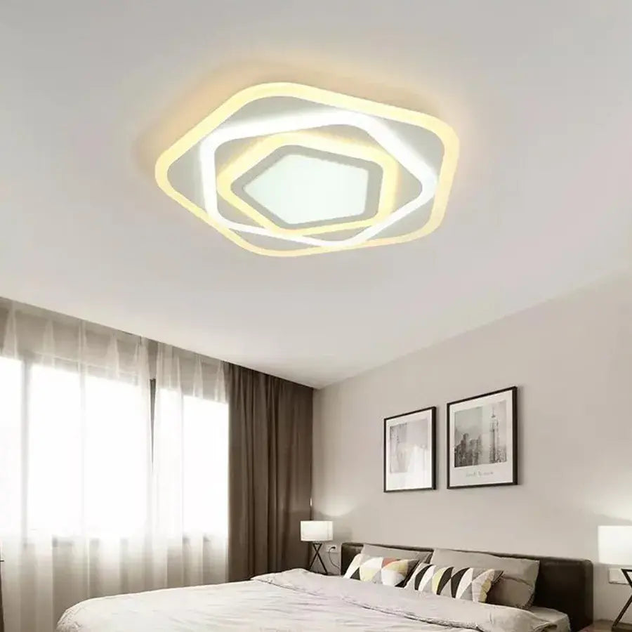 Żyrandol LED z pilotem PENTAGON, 59W, zimne/ciepłe/neutralne światło, biały