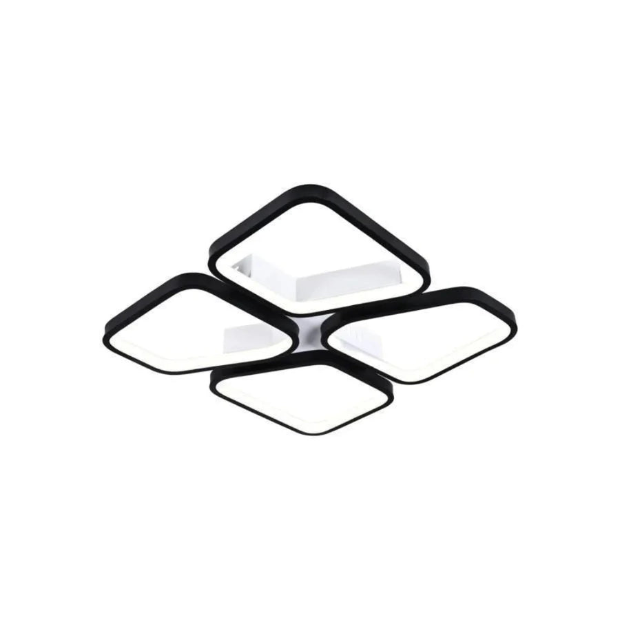 Żyrandol LED z pilotem DAIKI 79 W, 4 kwadraty, światło zimne/ciepłe/neutralne, ściemnialny, czarny