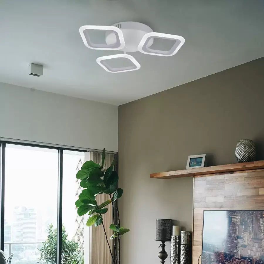 Żyrandol ERIKA LED, 24W, 3 kwadraty, światło neutralne, biały 