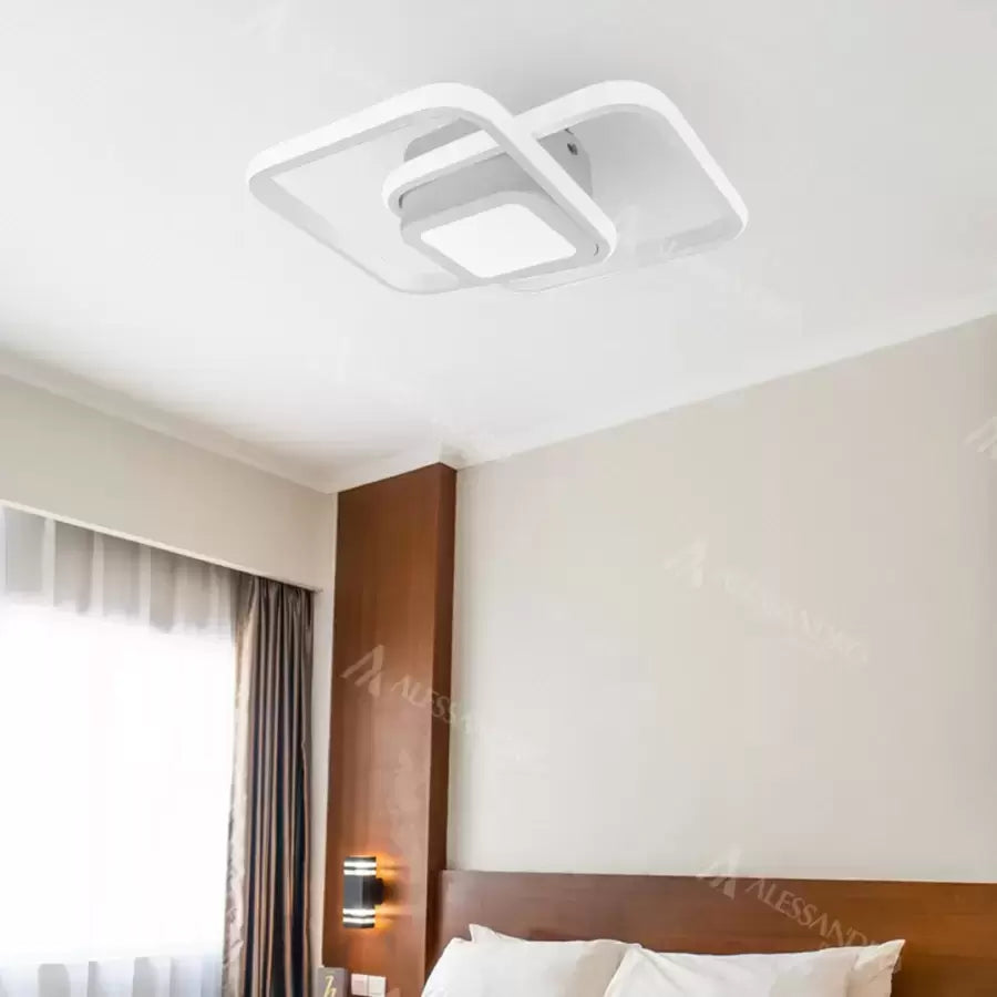 Żyrandol LED DUOFORM 36W, 3 kwadraty, światło zimne/ciepłe/neutralne, biały