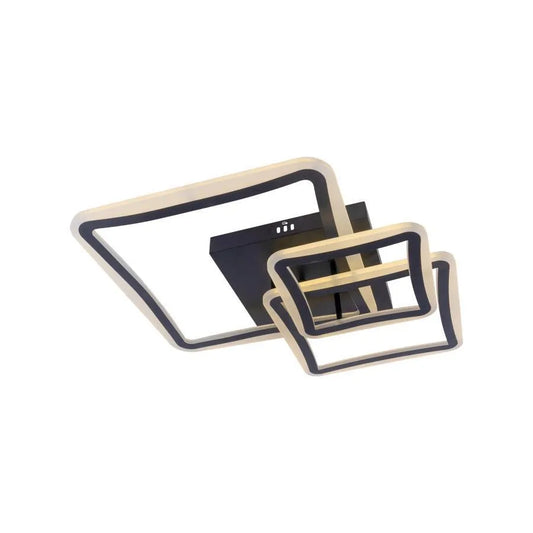 Żyrandol LED z pilotem FARYDA 120 W, 3 kwadraty, światło zimne/ciepłe/neutralne, ściemnialny, czarny