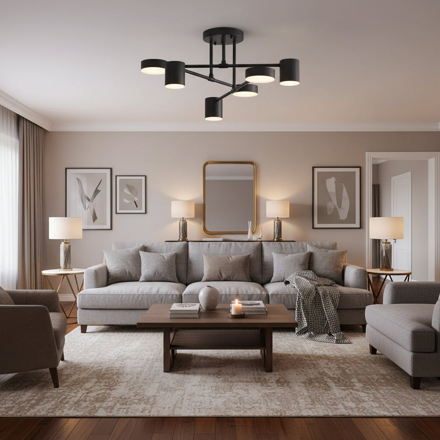 Żyrandol LED GALIOS 72 W, 6 elementów, zimne/ciepłe/neutralne światło, czarny