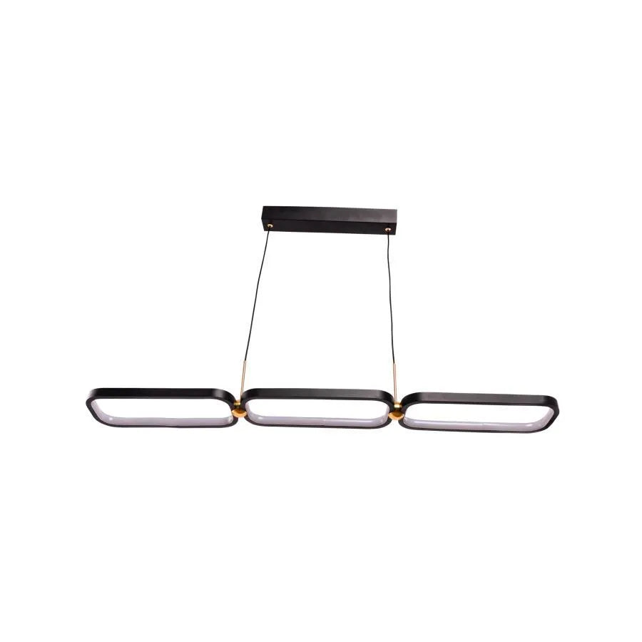Żyrandol LED z pilotem HANSA 80 W, 3 elementy, liniowy, światło zimne/ciepłe/neutralne, ściemnialny, czarno-złoty