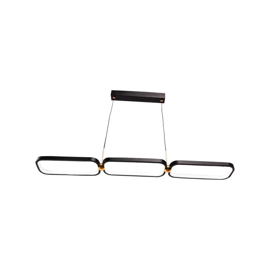 Żyrandol LED z pilotem HANSA 80 W, 3 elementy, liniowy, światło zimne/ciepłe/neutralne, ściemnialny, czarno-złoty