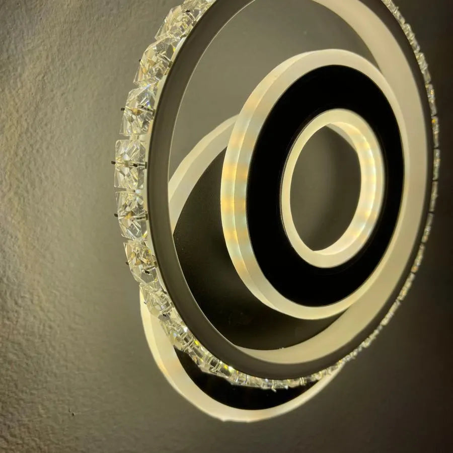 Kryształowy żyrandol LED Inara, 40 W, zimne/ciepłe/neutralne światło, czarny