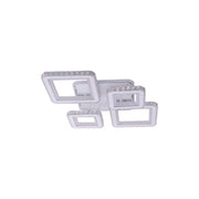 Żyrandol LED z pilotem i kryształem QUADRIS RGB, 78 W, 4 kwadraty, światło zimne/ciepłe/neutralne, ściemnialny, biały