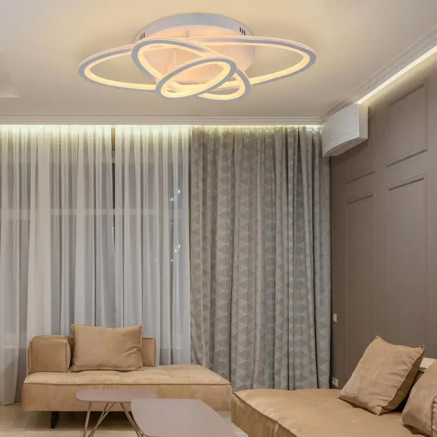 Żyrandol LED z pilotem GENTIANA 83W, 3 elipsy, światło zimne/ciepłe/neutralne, ściemnialny, biały 