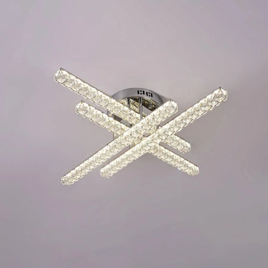 Żyrandol LED z pilotem i kryształem GRACIANA 112W, Liniowy, Światło zimne/ciepłe/Neutralne, Możliwość ściemniania, Błyszczący Chrom Kryształowe żyrandole LED Domyślny tytuł Alessandro Design
