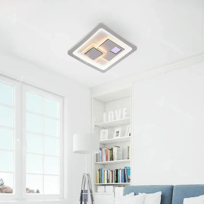 Żyrandol LED KEREN 24W, średnica 26 cm, kwadratowy, światło zimne/ciepłe/neutralne, biały