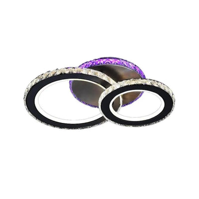 Żyrandol LED ZAFINA RGB 106W z pilotem i kryształem, 2 okręgi, światło zimne/ciepłe/neutralne, ściemnialny, czarny