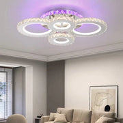 Żyrandol LED NOVA Rotonda z kryształami, 4 źródła światła, RGB, z pilotem, 72 W, błyszczący chrom