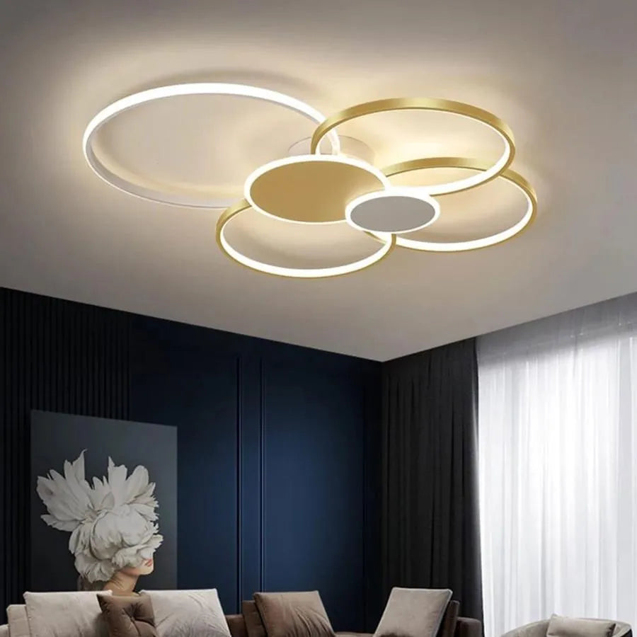 Żyrandol LED Lacerta z pilotem, 200 W, złoty, akrylowy, ściemnialny