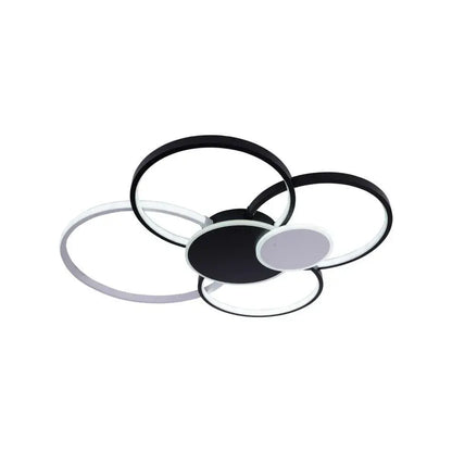 Żyrandol LED z pilotem KILLIAN 74W, 6 okręgów, światło zimne/ciepłe/neutralne, ściemnialny, czarno-biały