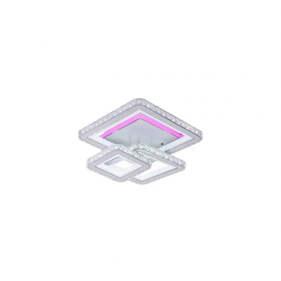 Żyrandol LED NOVA Quadria z kryształami, 3 źródła światła, RGB, z pilotem, 154 W, biały i ze stali nierdzewnej