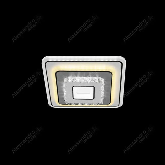 Żyrandol LED z kryształem MITA 32W, kwadratowy, światło zimne/ciepłe/neutralne, biały