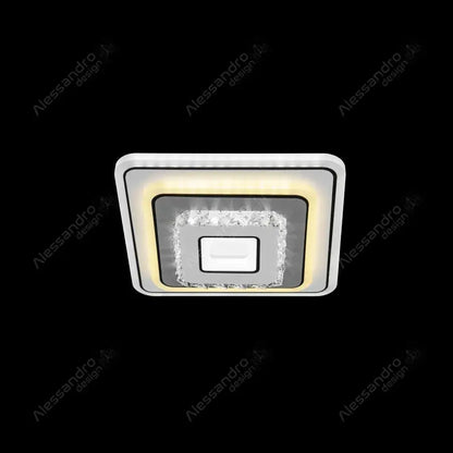 Żyrandol LED z kryształem MITA 32W, kwadratowy, światło zimne/ciepłe/neutralne, biały