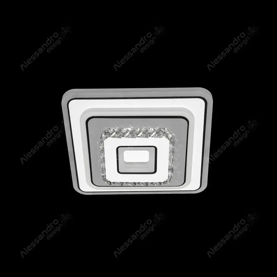 Żyrandol LED z kryształem MITA 32W, kwadratowy, światło zimne/ciepłe/neutralne, biały