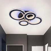 Żyrandol LED z pilotem i kryształem NOVA ROTONDA RGB 68W, 4 okręgi, światło zimne/ciepłe/neutralne, ściemnialny, czarny