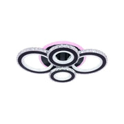 Żyrandol LED z pilotem i kryształem NOVA ROTONDA RGB 68W, 4 okręgi, światło zimne/ciepłe/neutralne, ściemnialny, czarny