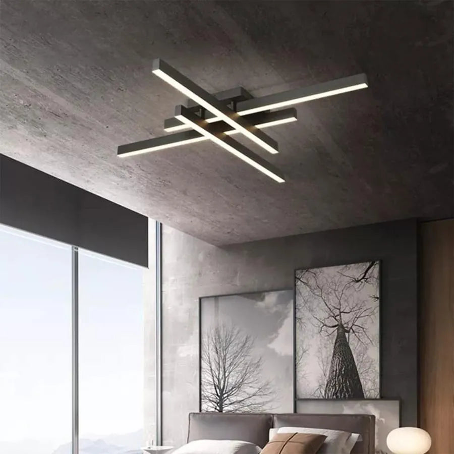 Żyrandol LED z pilotem MORA 80 W, 4 elementy, liniowy, światło zimne/ciepłe/neutralne, ściemnialny, czarny