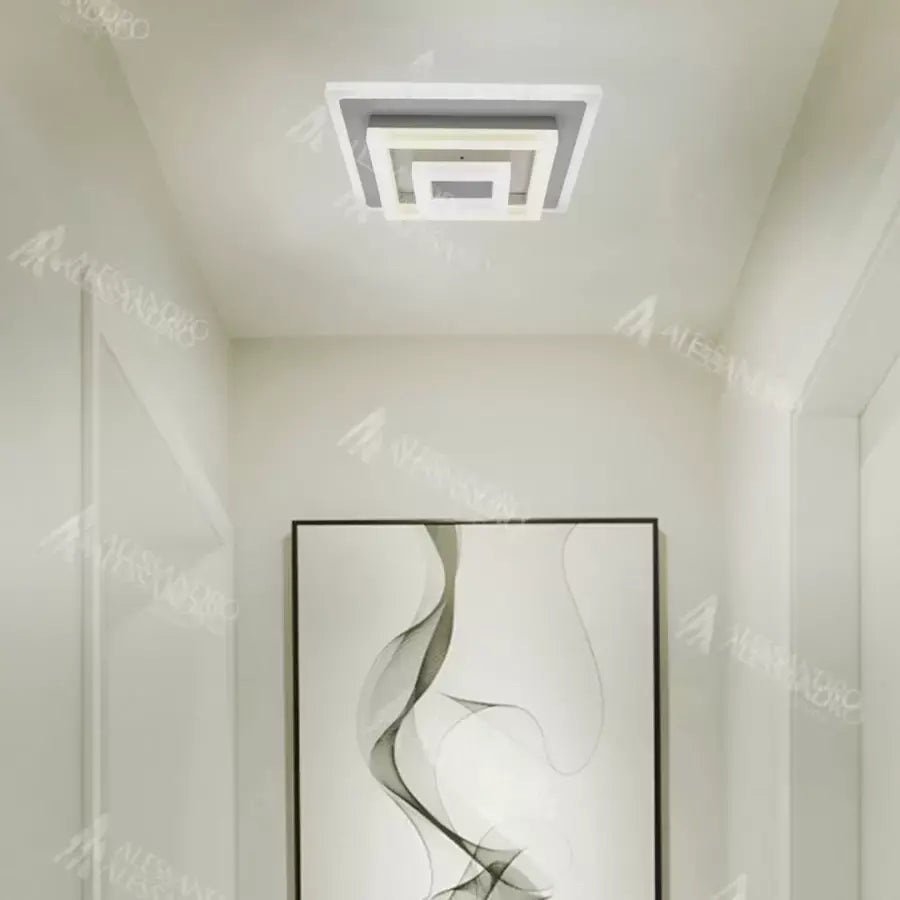 Żyrandol LED MEDEEA 24W, średnica 26 cm, kwadratowy, światło zimne/ciepłe/neutralne, biały