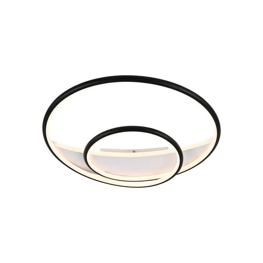 Żyrandol LED RACHEL 120 W z pilotem, 2 okręgi, światło zimne/ciepłe/neutralne, ściemnialny, czarno-biały