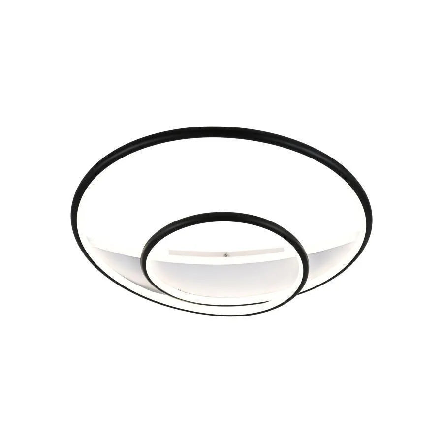 Żyrandol LED RACHEL 120 W z pilotem, 2 okręgi, światło zimne/ciepłe/neutralne, ściemnialny, czarno-biały